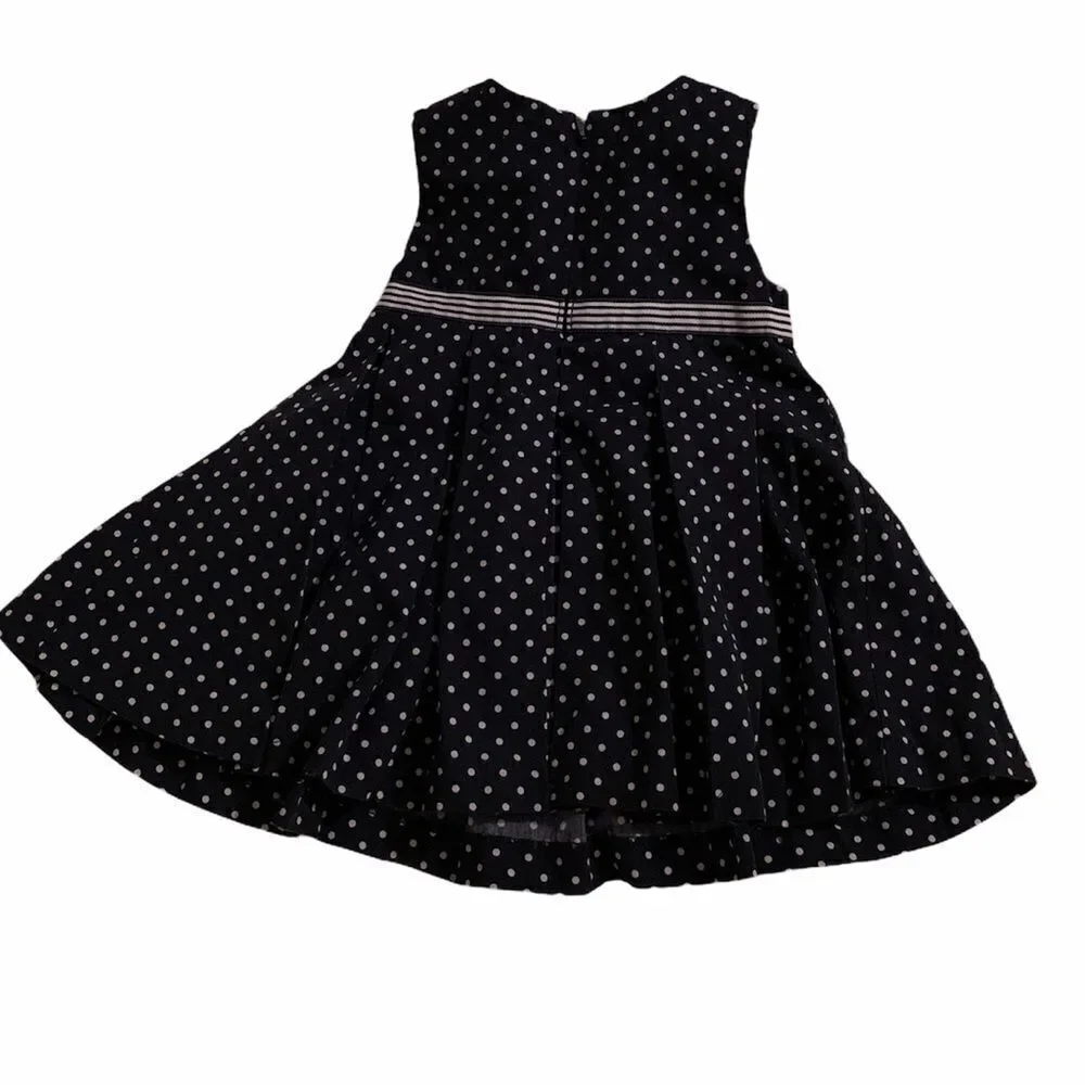 Gymboree blue white polka dot dress 3-6 mo